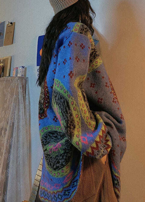 Kvinnors Hösttröja med Retro Knapptryck 3