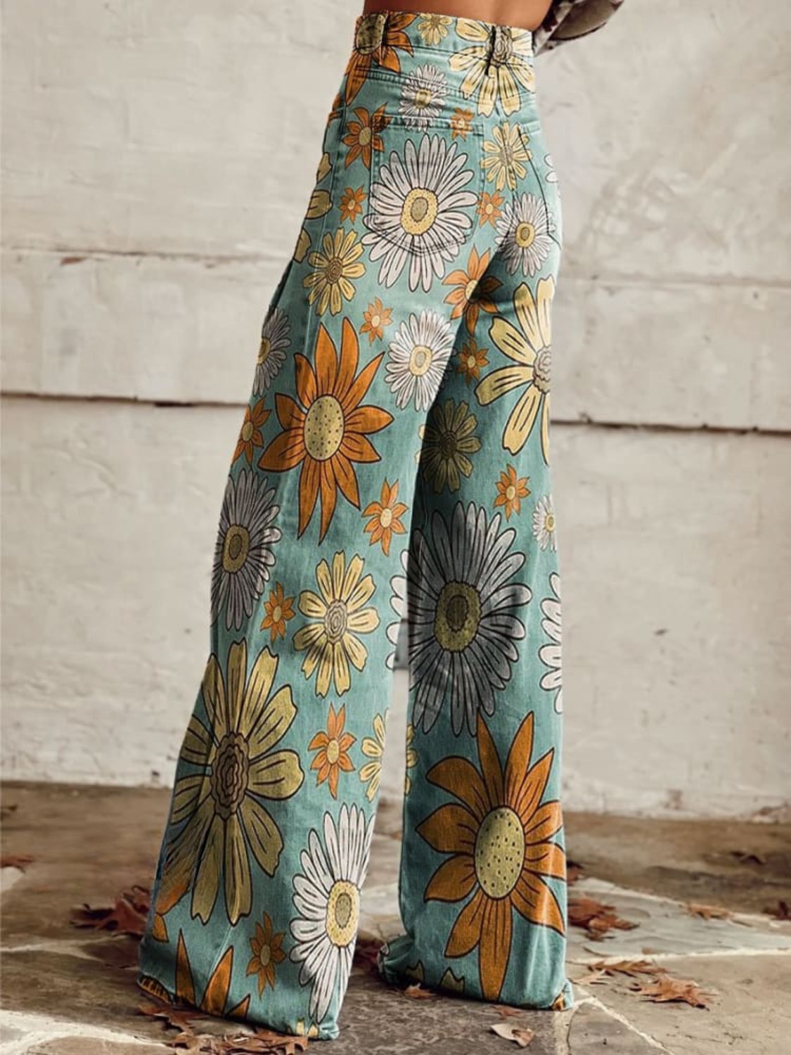 Kvinnors Jeans med Vida Ben och Blommönster 1