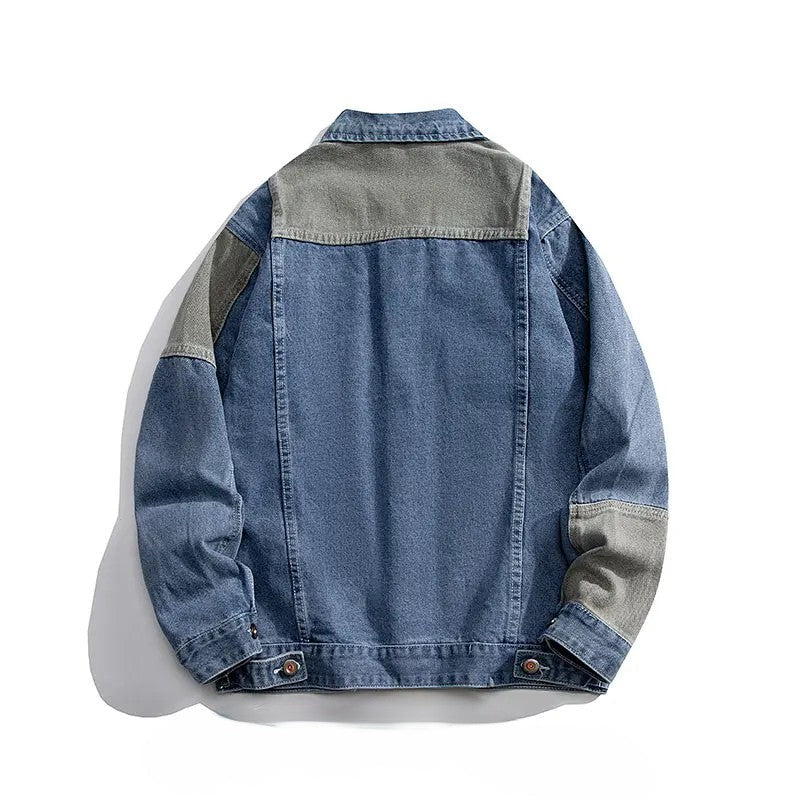 Kvinnors Jeansjacka Dam Patchwork Boxig Stil 1