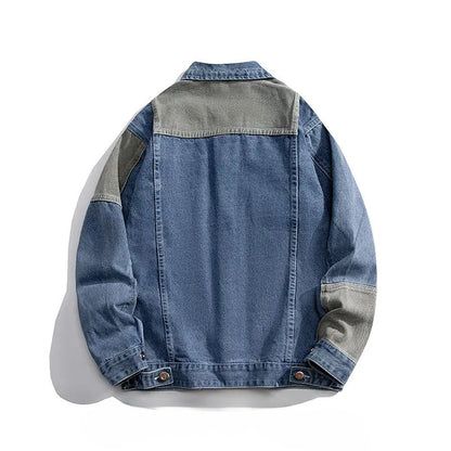 Kvinnors Jeansjacka Dam Patchwork Boxig Stil 1