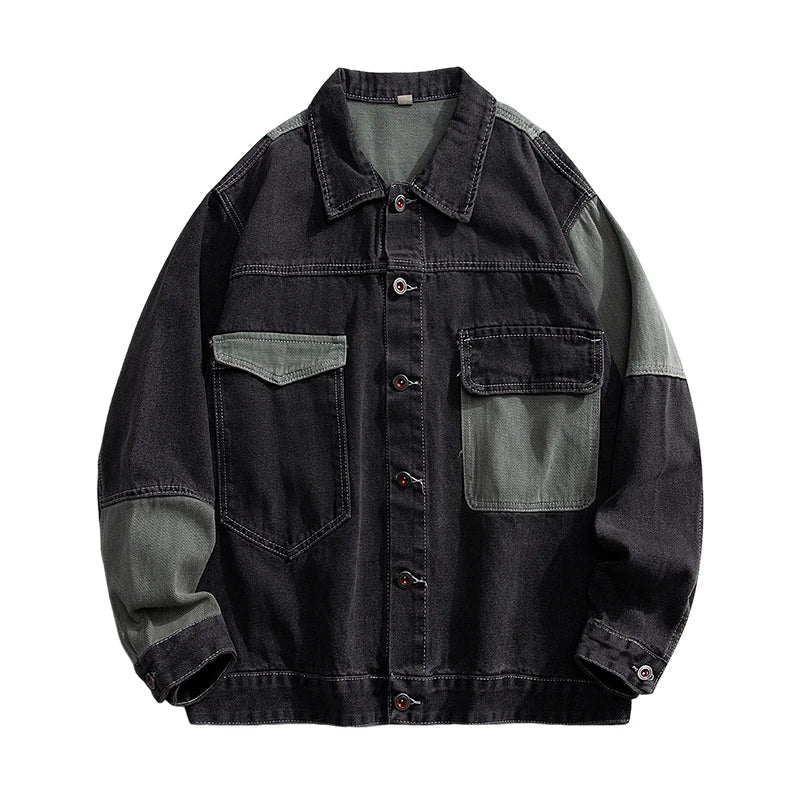 Kvinnors Jeansjacka Dam Patchwork Boxig Stil 2