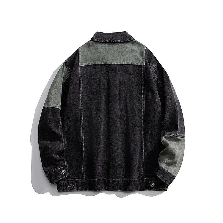 Kvinnors Jeansjacka Dam Patchwork Boxig Stil 3