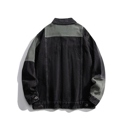 Kvinnors Jeansjacka Dam Patchwork Boxig Stil 3
