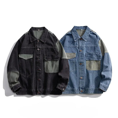 Kvinnors Jeansjacka Dam Patchwork Boxig Stil 4