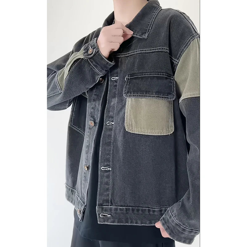 Kvinnors Jeansjacka Dam Patchwork Boxig Stil 6