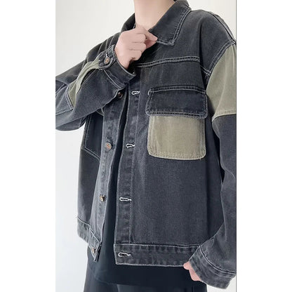 Kvinnors Jeansjacka Dam Patchwork Boxig Stil 6