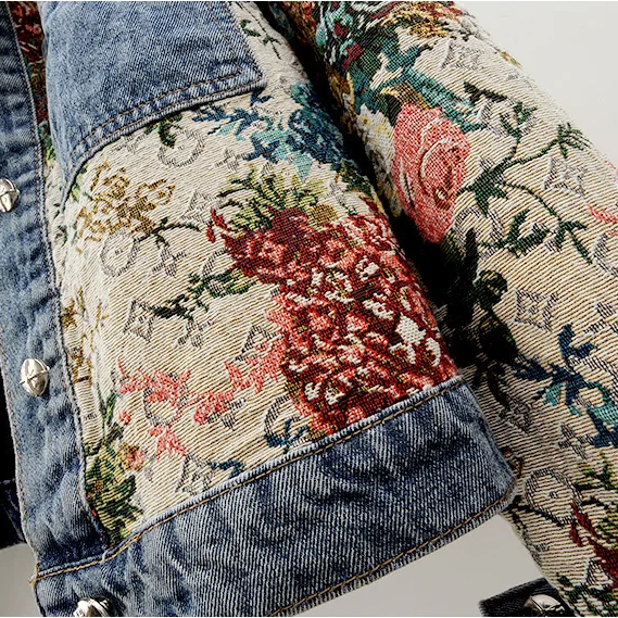 Kvinnors Jeansjacka med Blommönster 4