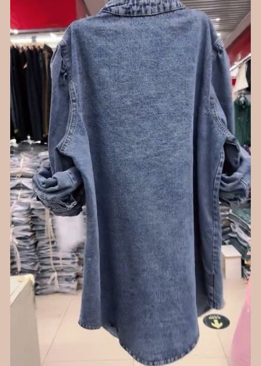 Kvinnors Jeansjacka med Volang och Långa Ärmar 1