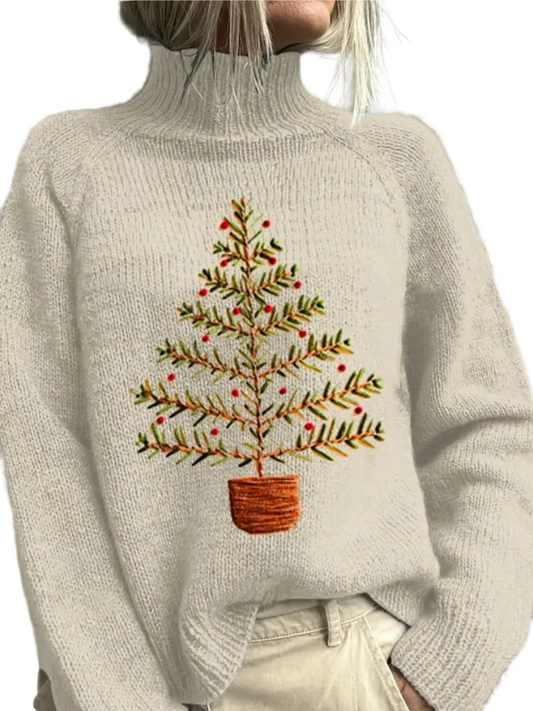 Kvinnors Jultröja med Broderad Julgran 0