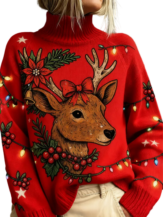 Kvinnors Jultröja med Hjortmotiv 0