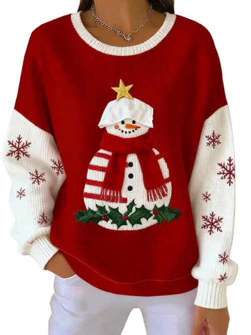 Kvinnors Jultröja med Snögubbedesign 0
