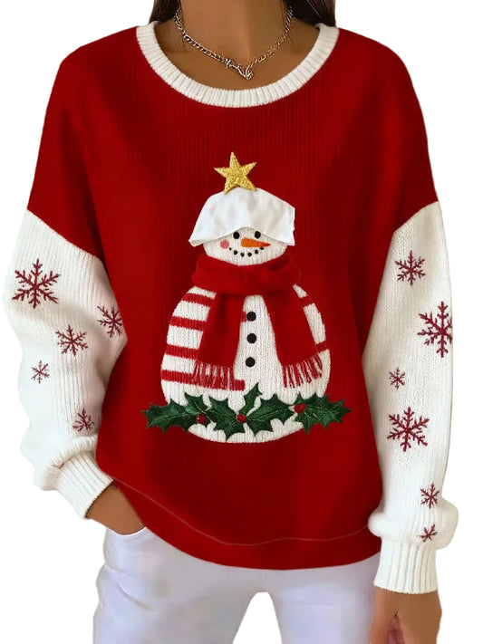 Kvinnors Jultröja med Snögubbedesign 0