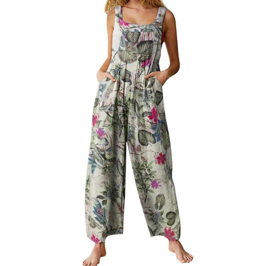 Kvinnors Jumpsuit med Blommönster och Fyrkantig Hals 0