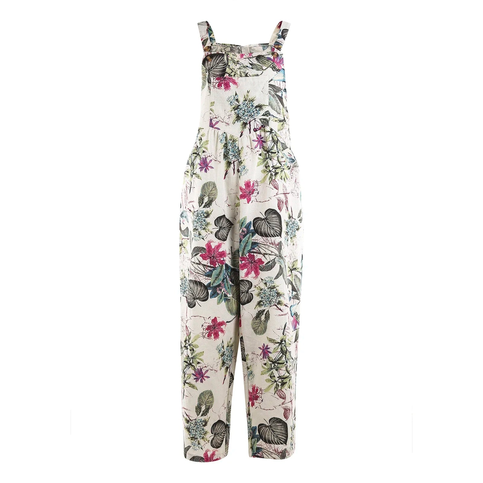 Kvinnors Jumpsuit med Blommönster och Fyrkantig Hals 1