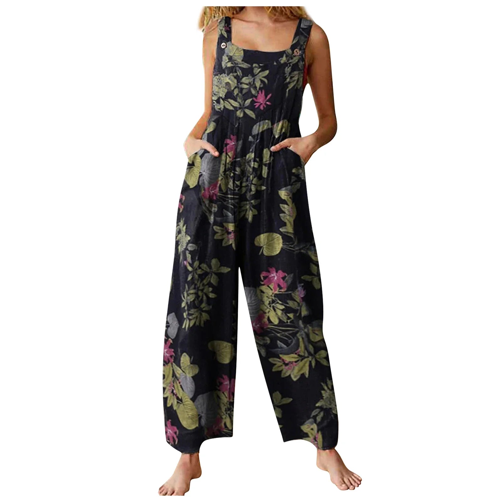 Kvinnors Jumpsuit med Blommönster och Fyrkantig Hals 6