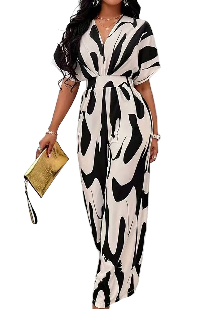 Kvinnors Jumpsuit med Elastisk Midja och Rymlig Passform 0