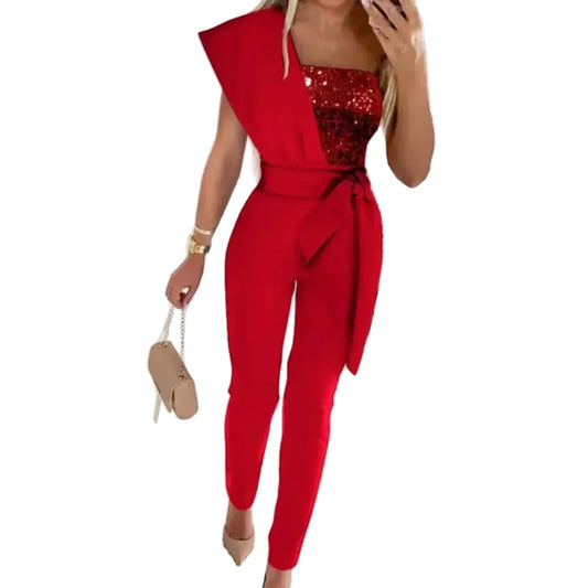 Kvinnors Jumpsuit med Patchworkdesign 0