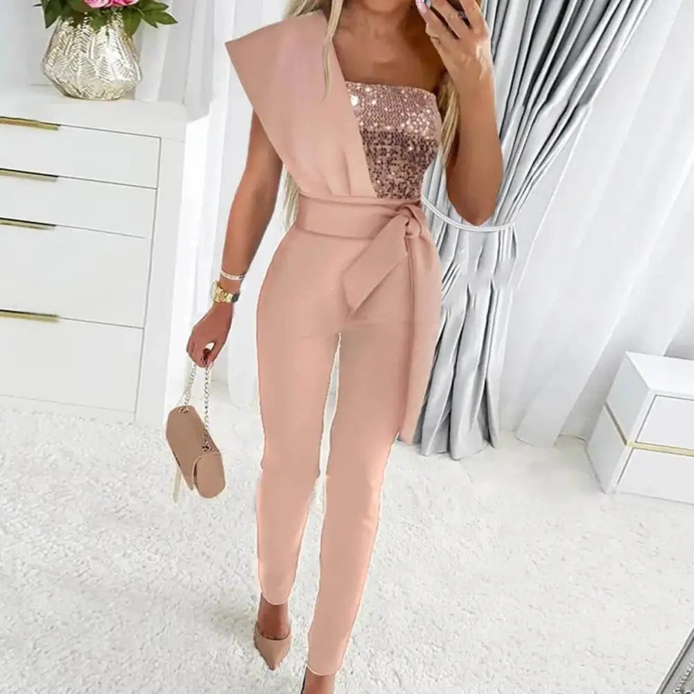 Kvinnors Jumpsuit med Patchworkdesign 3