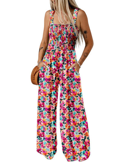 Kvinnors Jumpsuit med Vida Ben och Blommönster 1