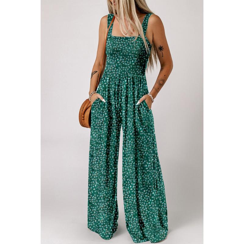 Kvinnors Jumpsuit med Vida Ben och Blommönster 10