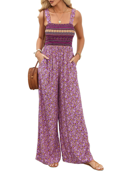 Kvinnors Jumpsuit med Vida Ben och Blommönster 5
