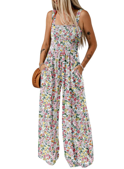 Kvinnors Jumpsuit med Vida Ben och Blommönster 6
