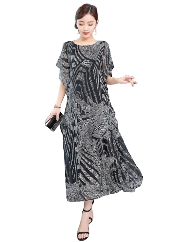 Kvinnors Kaftan Klänning med O-hals och Mönster 0