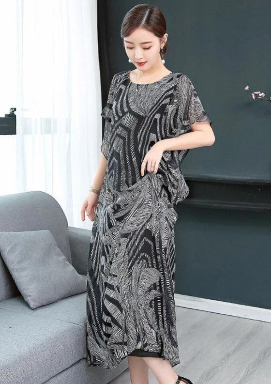 Kvinnors Kaftan Klänning med O-hals och Mönster 1