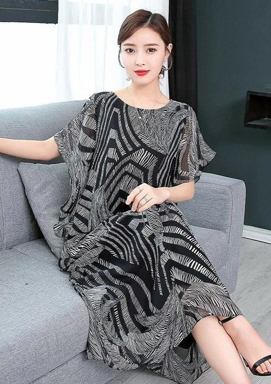 Kvinnors Kaftan Klänning med O-hals och Mönster 3