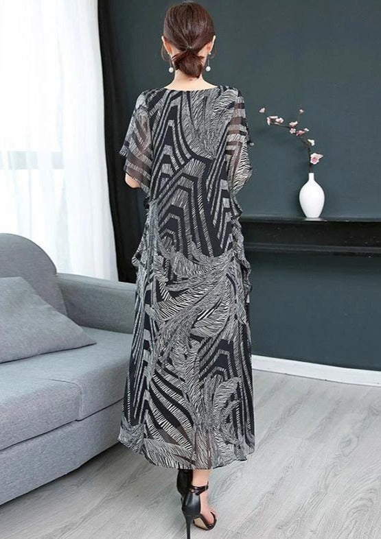 Kvinnors Kaftan Klänning med O-hals och Mönster 4