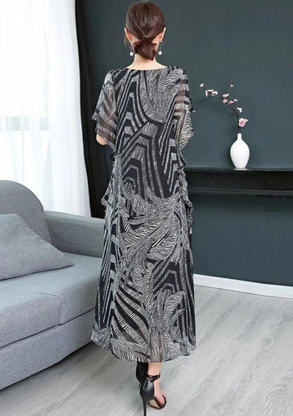 Kvinnors Kaftan Klänning med O-hals och Mönster 4