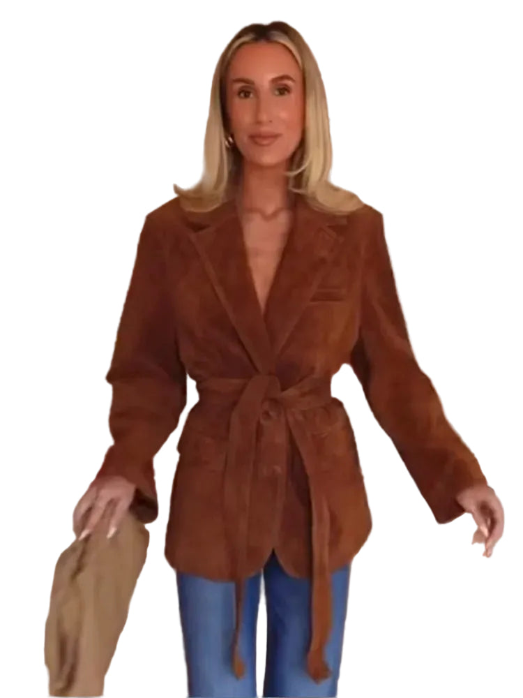 Kvinnors Kappa med Bälte och Långa Ärmar Chic Stil 0