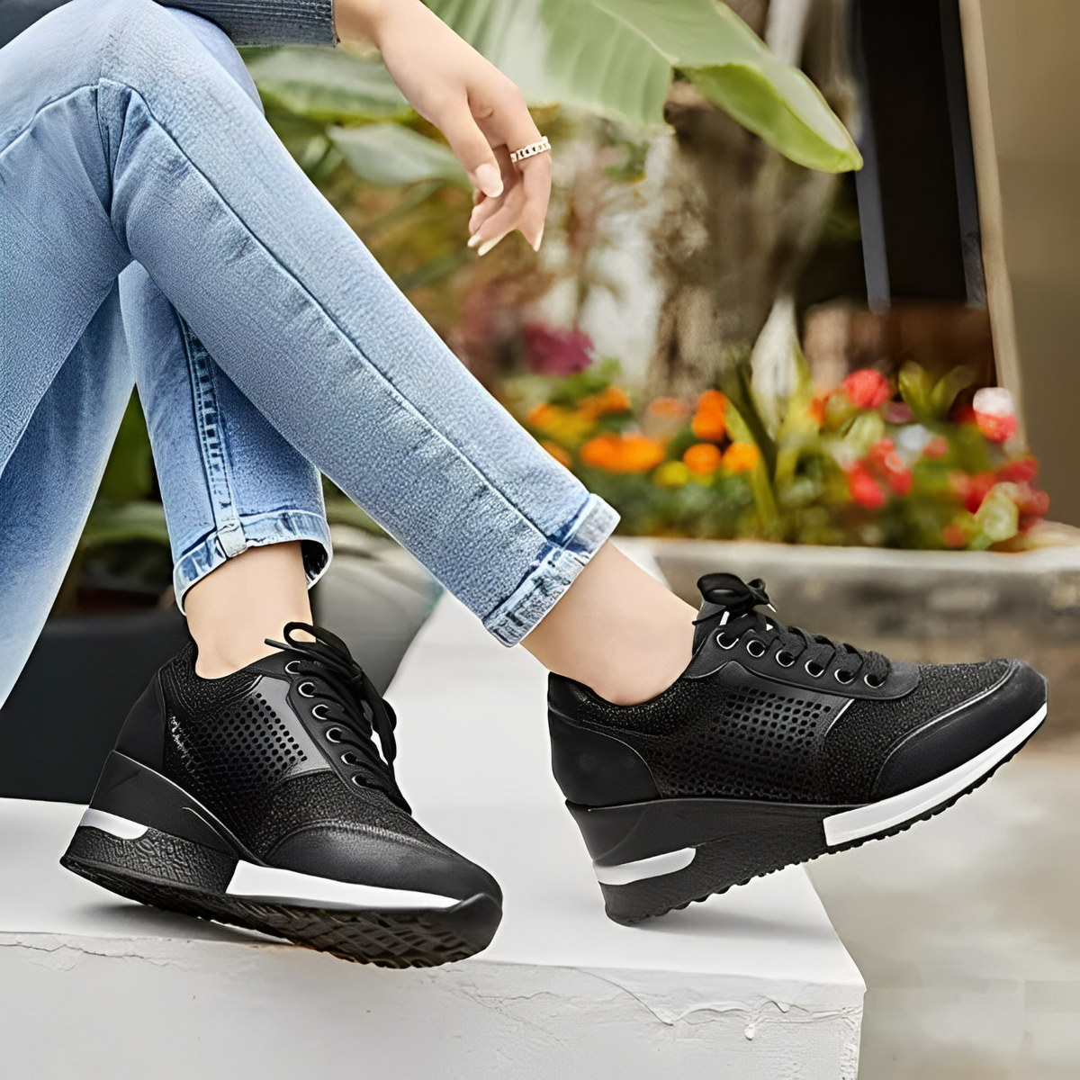 Kvinnors Kilklack Sneakers Trendiga 2