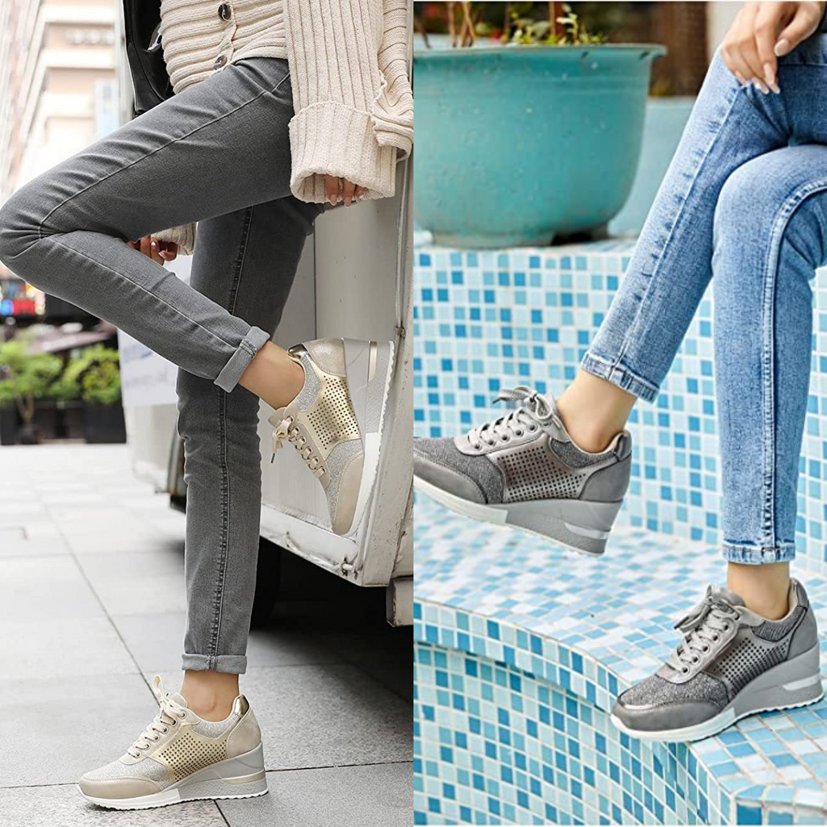 Kvinnors Kilklack Sneakers Trendiga 5