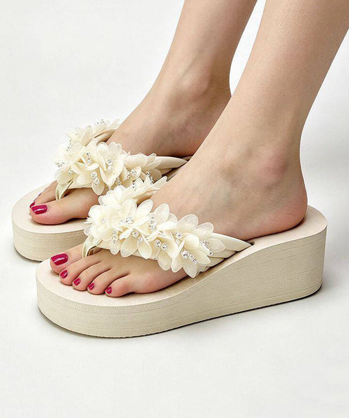 Kvinnors Kilklackade Flip Flops Blommig 0