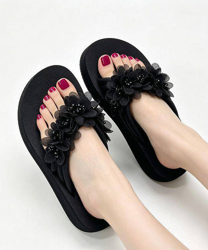 Kvinnors Kilklackade Flip Flops Blommig 3