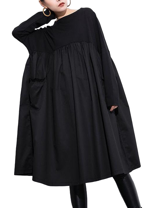 Kvinnors Klänning Hög Midja Med Patchworkdetaljer i Bomull 0