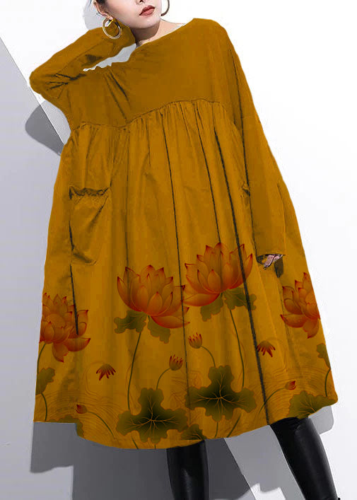 Kvinnors Klänning Hög Midja Med Patchworkdetaljer i Bomull 4