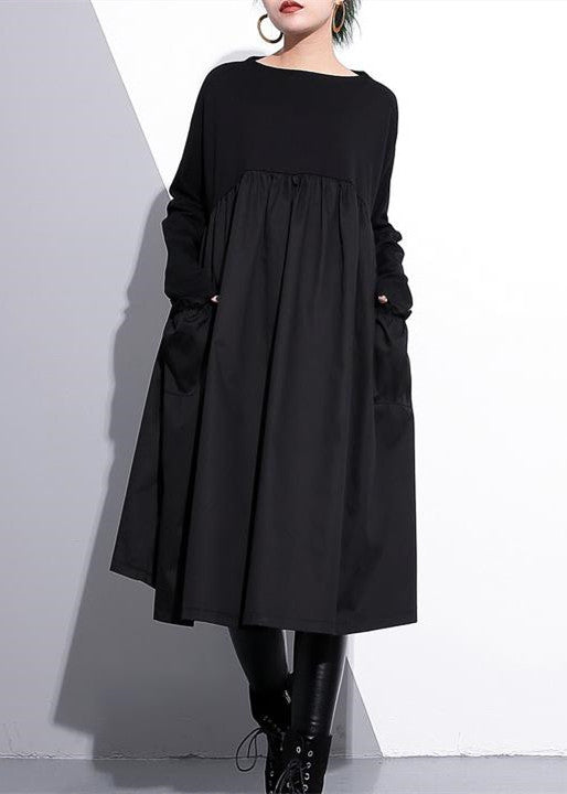 Kvinnors Klänning Hög Midja Med Patchworkdetaljer i Bomull 5