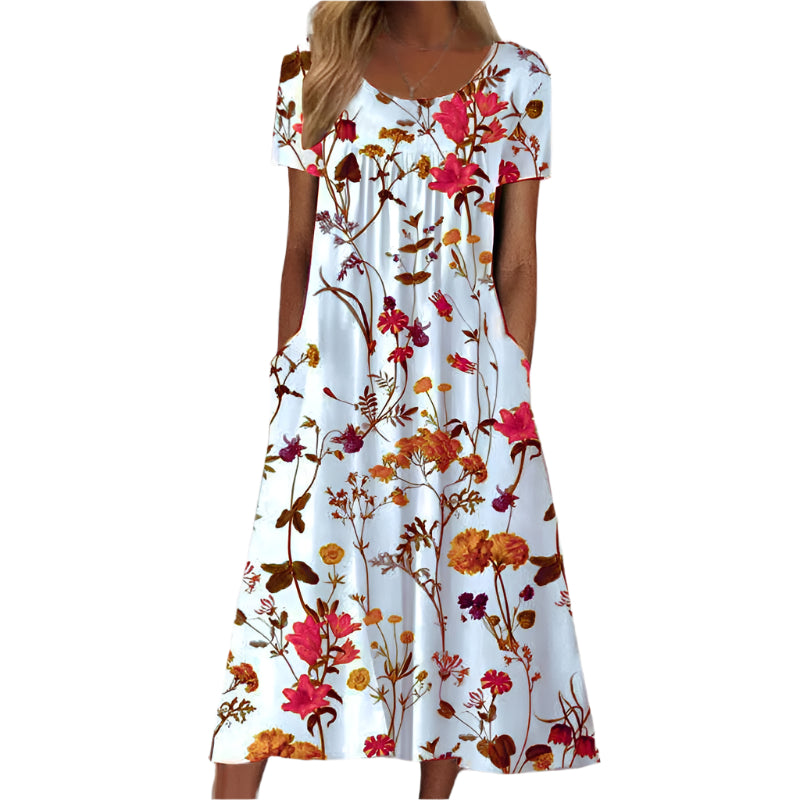 Kvinnors Klänning med Blommönster och Stilrent Design 0