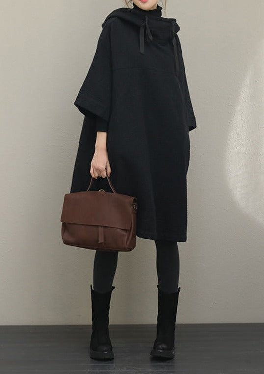 Kvinnors Klänning med Huva och Halvärmar 1