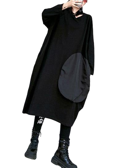 Kvinnors Klänning med O-hals och Fickor 0