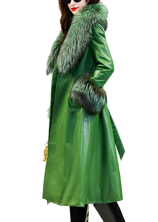 Kvinnors Konstläderkappa Stil med Avtagbar Rävkrage 0