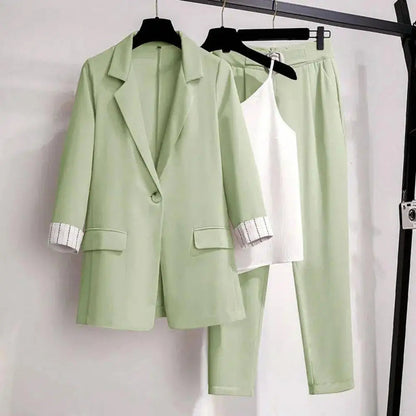 Kvinnors Koordinerat Blazer Set med Byxor och Topp Modern Stil 2