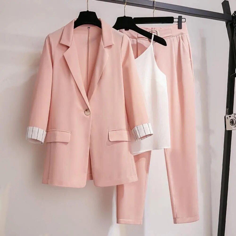 Kvinnors Koordinerat Blazer Set med Byxor och Topp Modern Stil 3