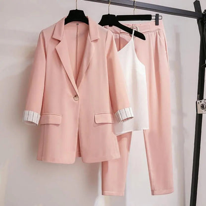 Kvinnors Koordinerat Blazer Set med Byxor och Topp Modern Stil 3