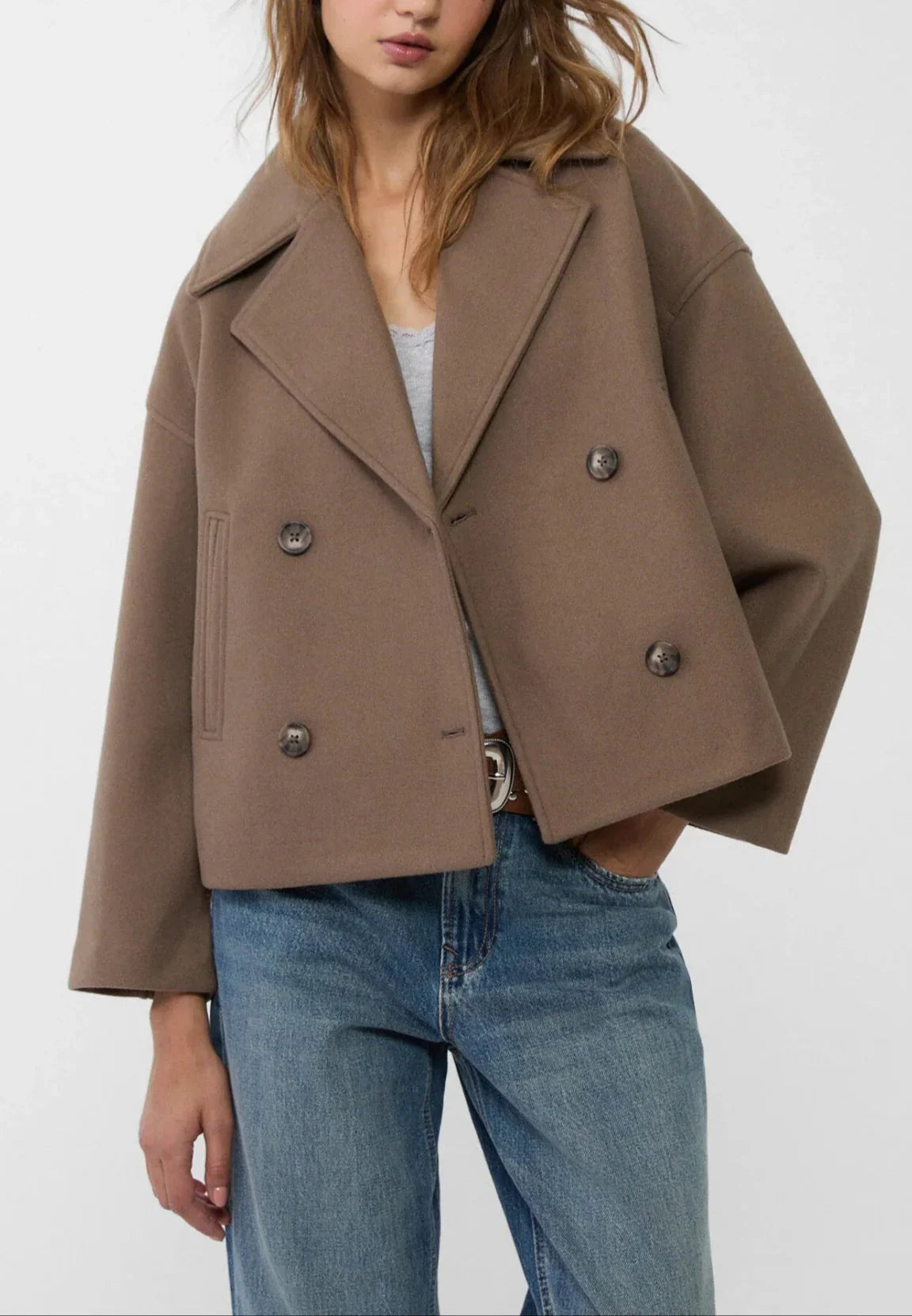 Kvinnors Kort Dubbelknäppt Kavaj 5