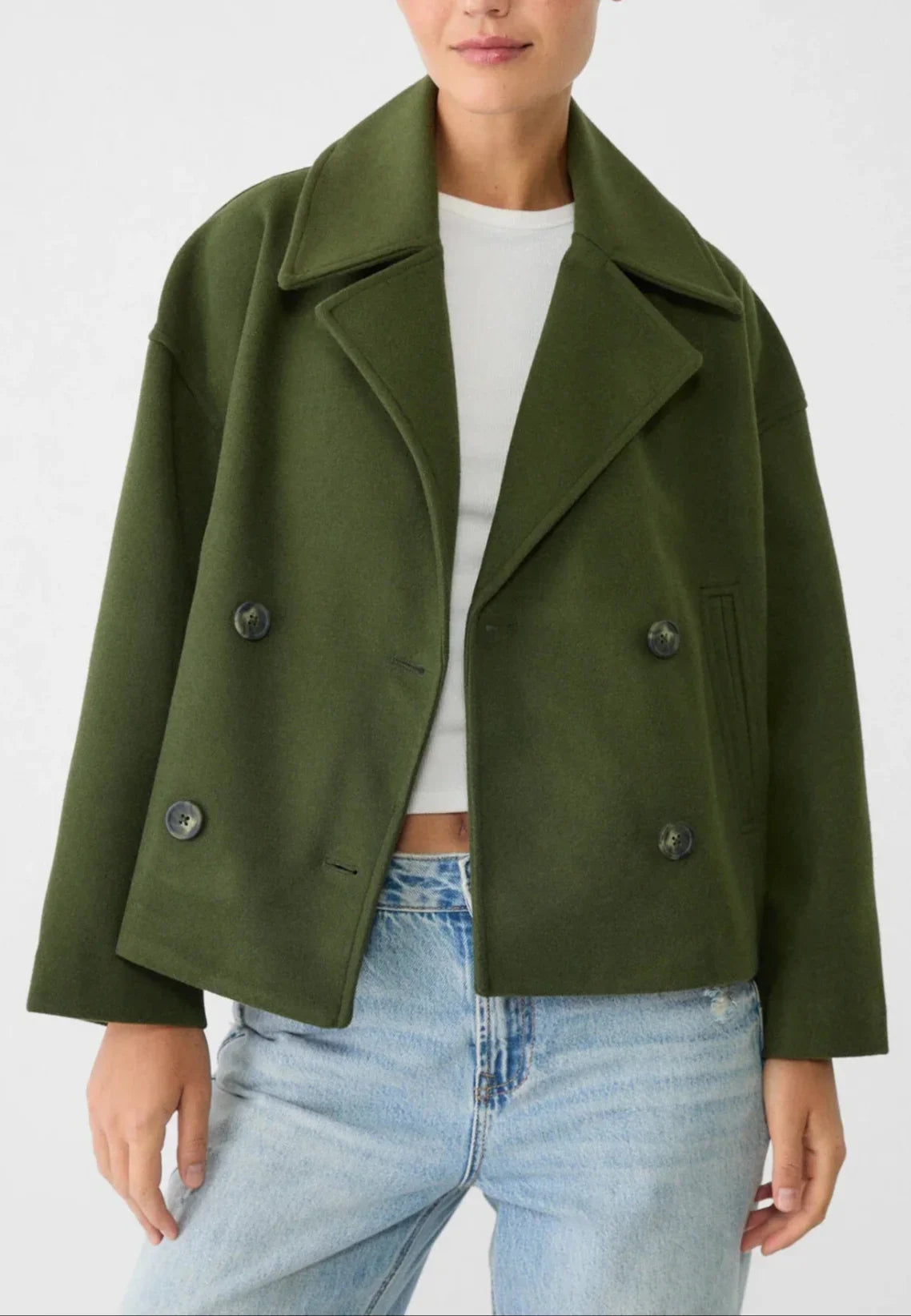 Kvinnors Kort Dubbelknäppt Kavaj 8