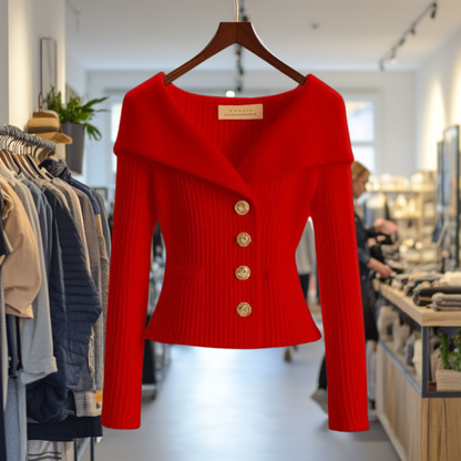 Kvinnors Kort Kofta Med Elegant Design 1