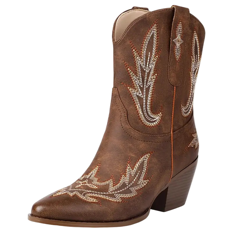 Kvinnors Korta Cowboylaarzen Westernstil Imitationläder 0
